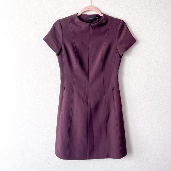 Theory Apalia Admiral A-Line Maroon Office Dress - Picture 2 of 7